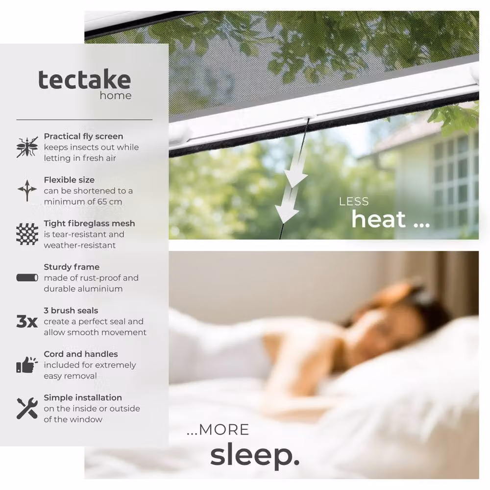 tectake White Roller Fly Screen with Aluminium Frame, W/H: 110 x 160 cm – 2