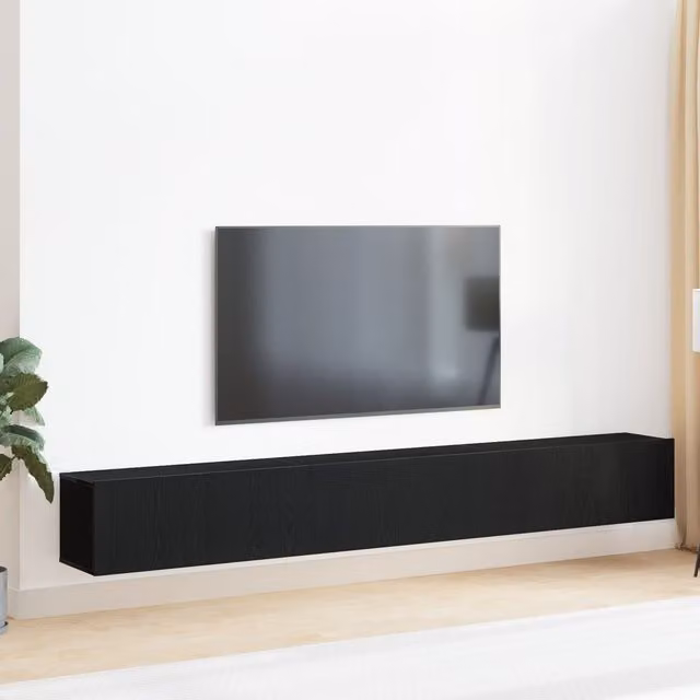 Berkfield Home 3 Piece Modern Black Matt Engineered Wood TV Cabinet Set W/D/H: 240 x 30 x 27 cm