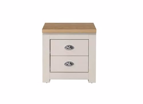 Birlea Highgate 2 Drawer Bedside Table in Cream and Oak Effect