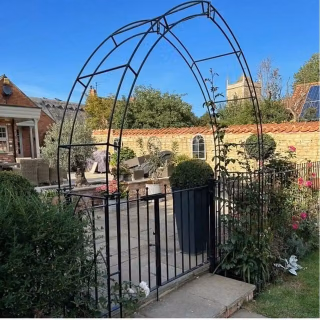 Poppyforge Large Gothic Arch Climbing Frame in Black Steel with Ground Spikes