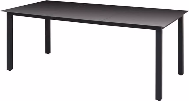 Berkfield Home Garden Table in Black Aluminium and Glass, W/D/H: 190 x 90 x 74 cm