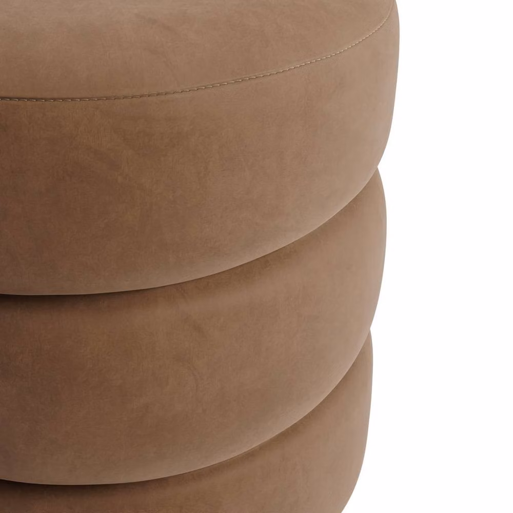 Lemon Pavilion Furniture Emi Pouffe in Brown and Black Velvet with Pine Wood Frame, W/D/H: 43 x 43 x 49.5 cm – 3