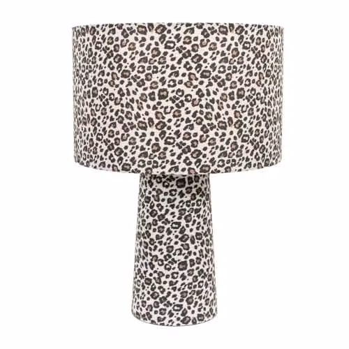 ValueLights Bertie Leopard Print Fabric Table Lamp with LED Bulb in Multicolour – 1