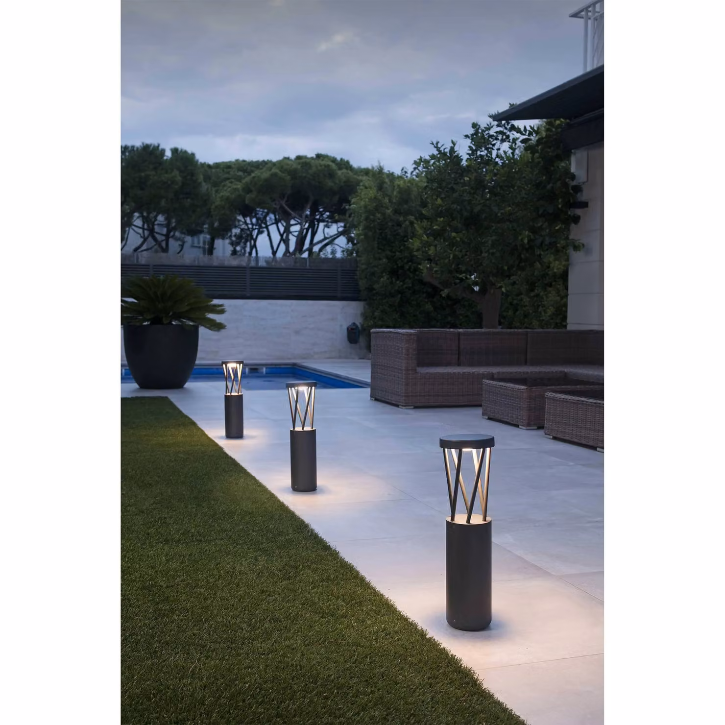 Netlighting Twist Outdoor LED Bollard Pedestal Lamp, Dark Grey, 10W, 3000K Warm White, IP65 – 5