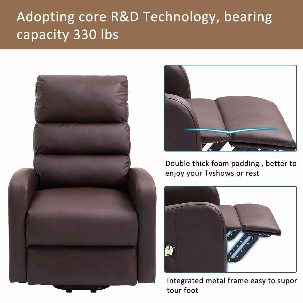 Rolipo Power Lift Recliner Chair with Heat and Massage in Brown Synthetic Leather – 8