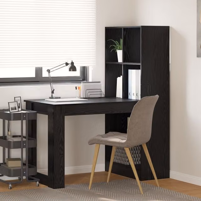 Berkfield Home Black Oak Modern Writing Desk, W/D/H: 122 x 67 x 145 cm – 1