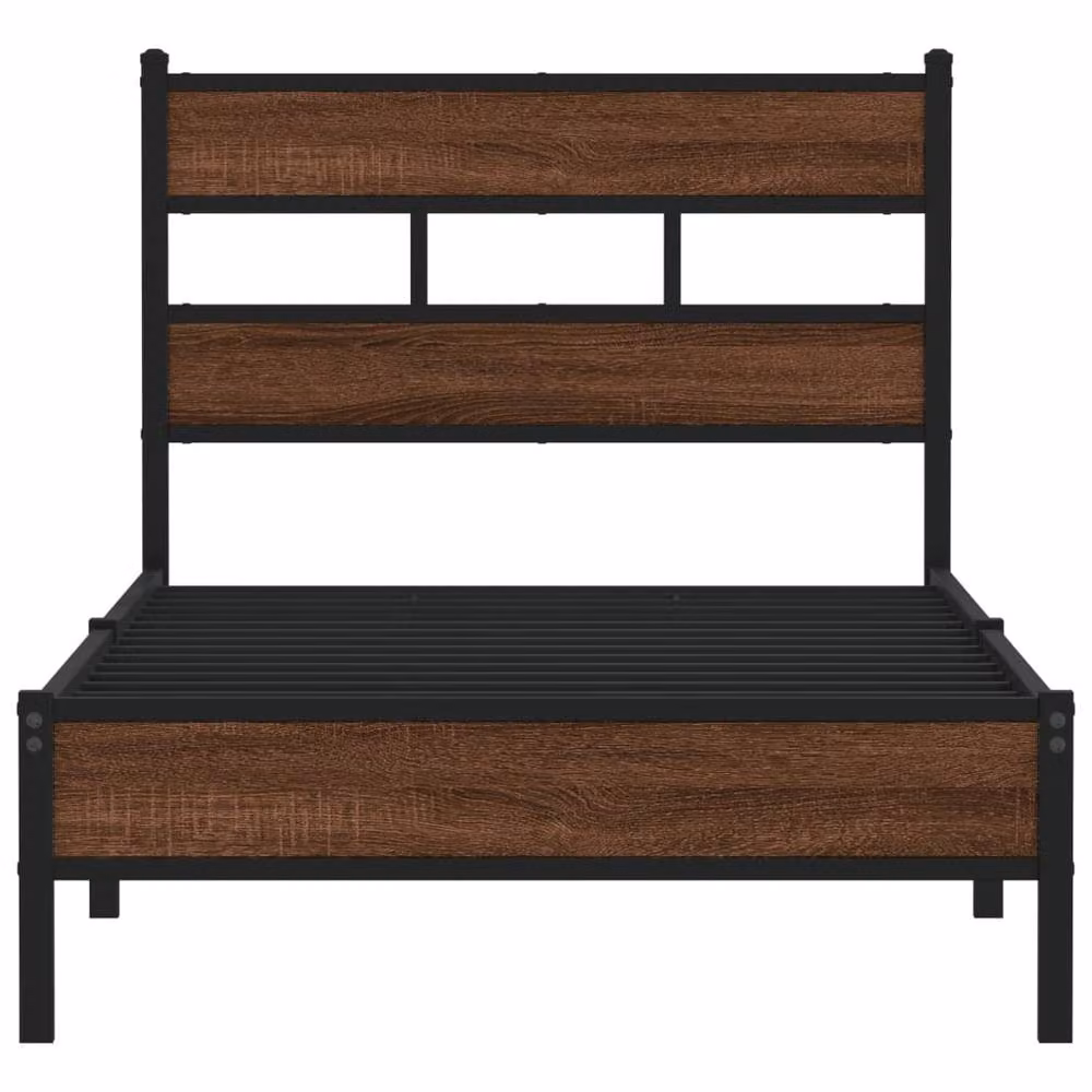 Berkfield Home Single Bed Frame in Brown Oak, W/D/H: 90 x 190 cm – 4
