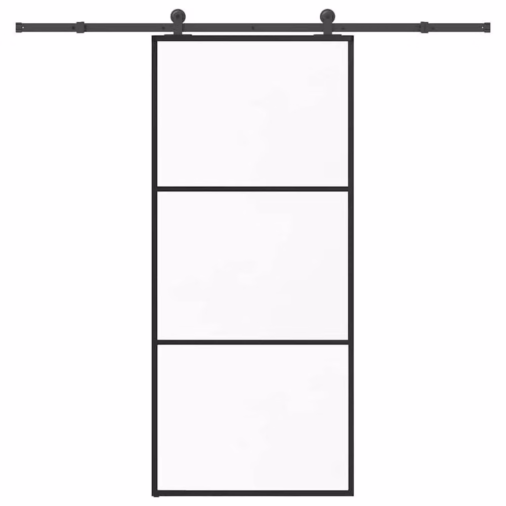 Berkfield Home Modern Sliding Door with Hardware Set in Black, ESG Glass and Aluminium, W: 90 cm, H: 205 cm – 2