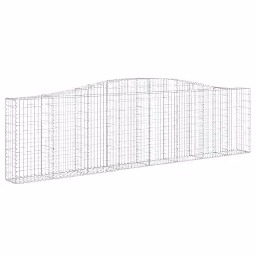 vidaXL Arched Gabion Baskets, 10 Pieces, Galvanised Steel, Silver, W/D/H: 400 x 30 x 120 cm