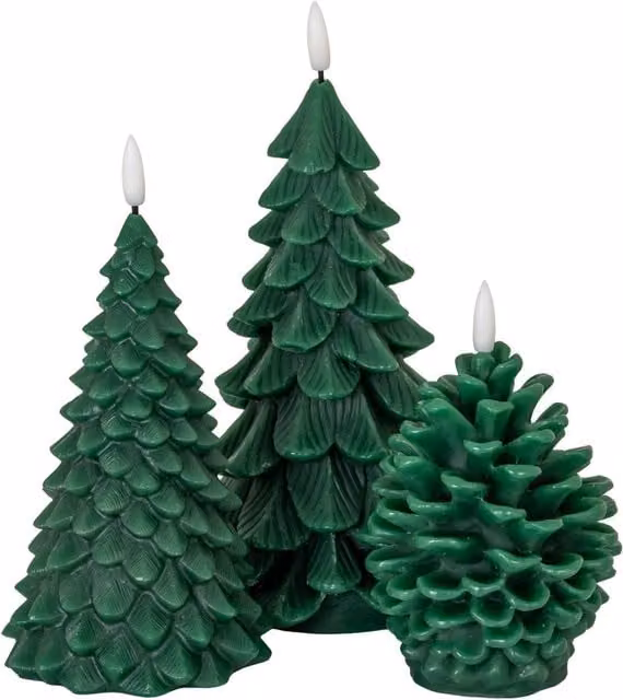 KDMK Green Tree LED Wax Tealight Candle with Realistic Flickering Glow