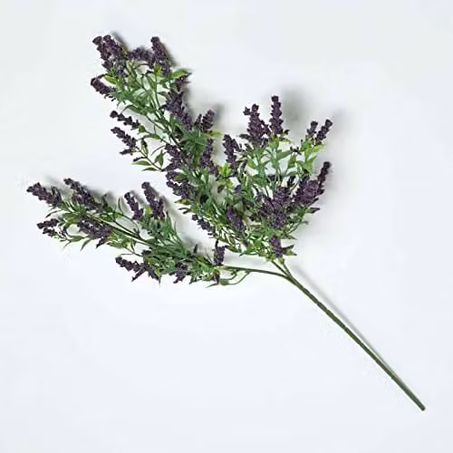 HOMESCAPES Purple Artificial Lavender Single Stem Faux Flower Spray, Height: 69 cm – 1