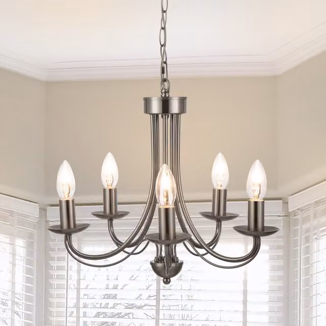 COSYLYTE Elmore 5 Light Pendant Light in Silver Metal