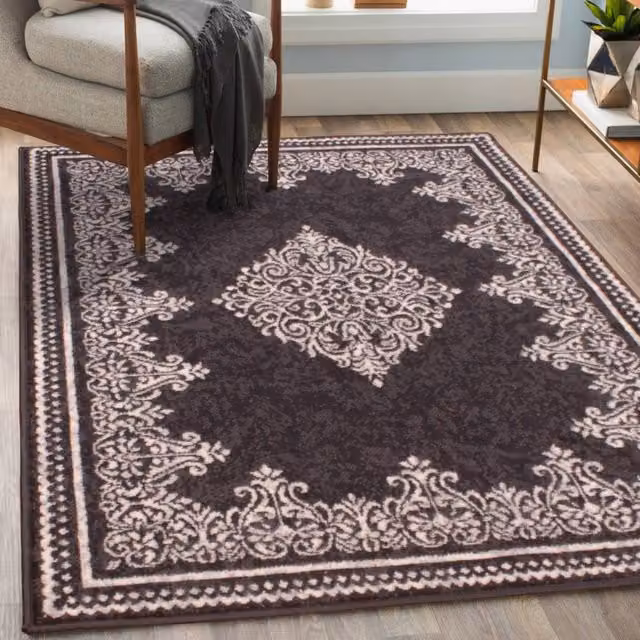 DS Living Medallion Grey Rectangular Rug, W: 80 cm, L: 150 cm