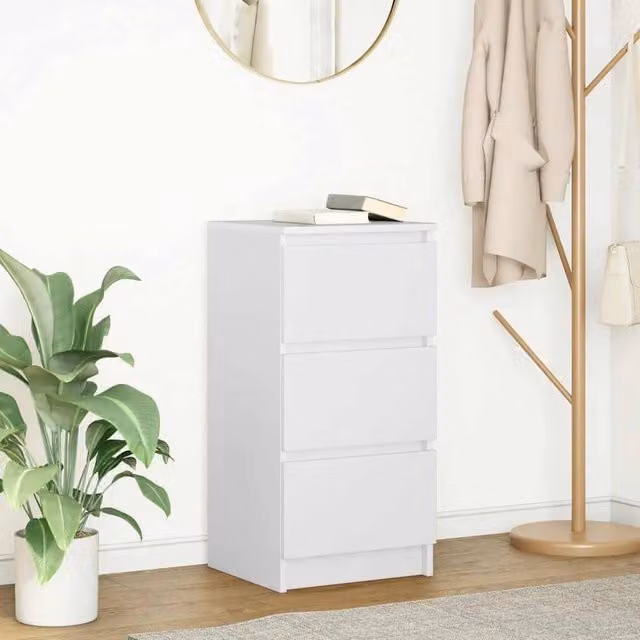 Berkfield Home White Matt Sideboard in Engineered Wood W/D/H: 37.5 x 35 x 76 cm