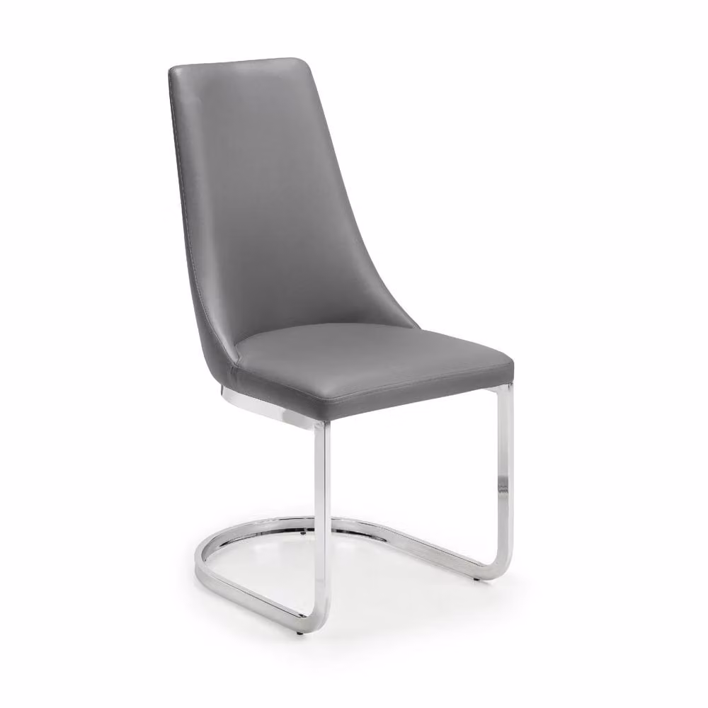 Cheshire Sorelli Set of 2 Grey Synthetic Leather Cantilever Dining Chairs with Metal Base – 2