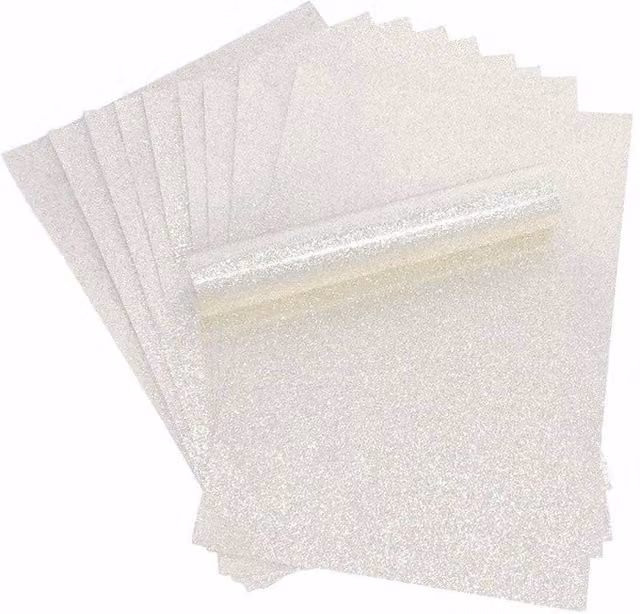 Syntego 10 Sheets of A4 White Iridescent Soft Touch Glitter Construction Paper