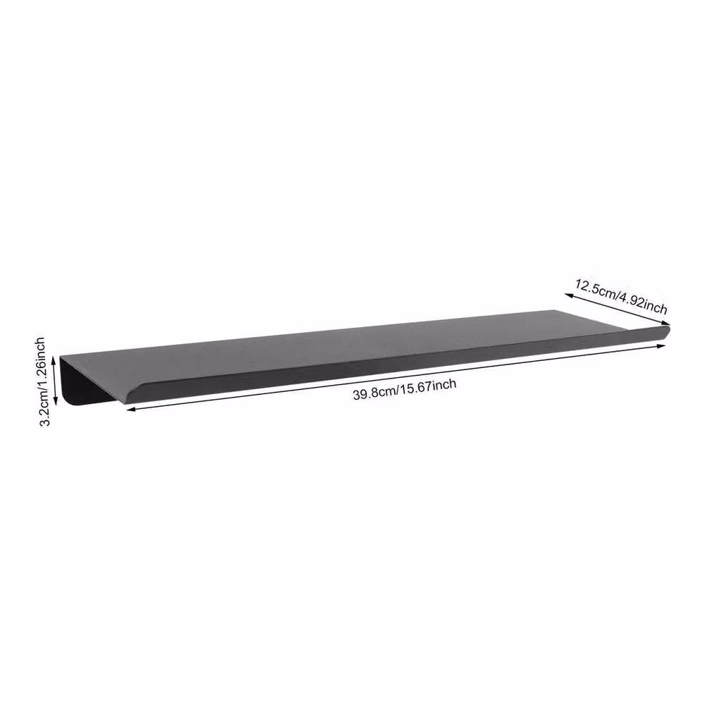 Ventryn Set of 2 Black Metal Floating Wall Shelves for Living Room, Office or Bathroom – 2