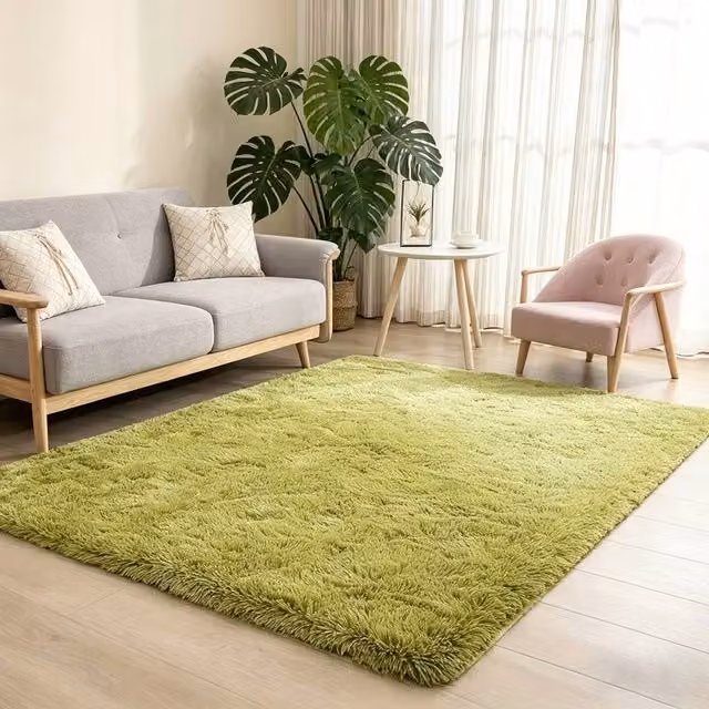 MCC Direct Faux Fur Rectangle Shaggy Area Rug in Green, W/D: 60 x 110 cm