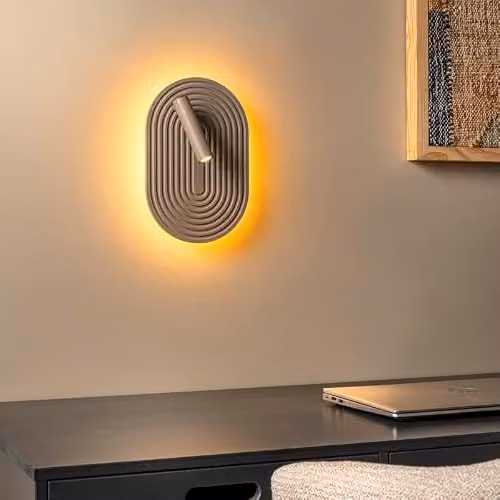 Lucide Carmino LED Wall Light in Taupe with Warm White 2700K Up and Down Lighting – 2