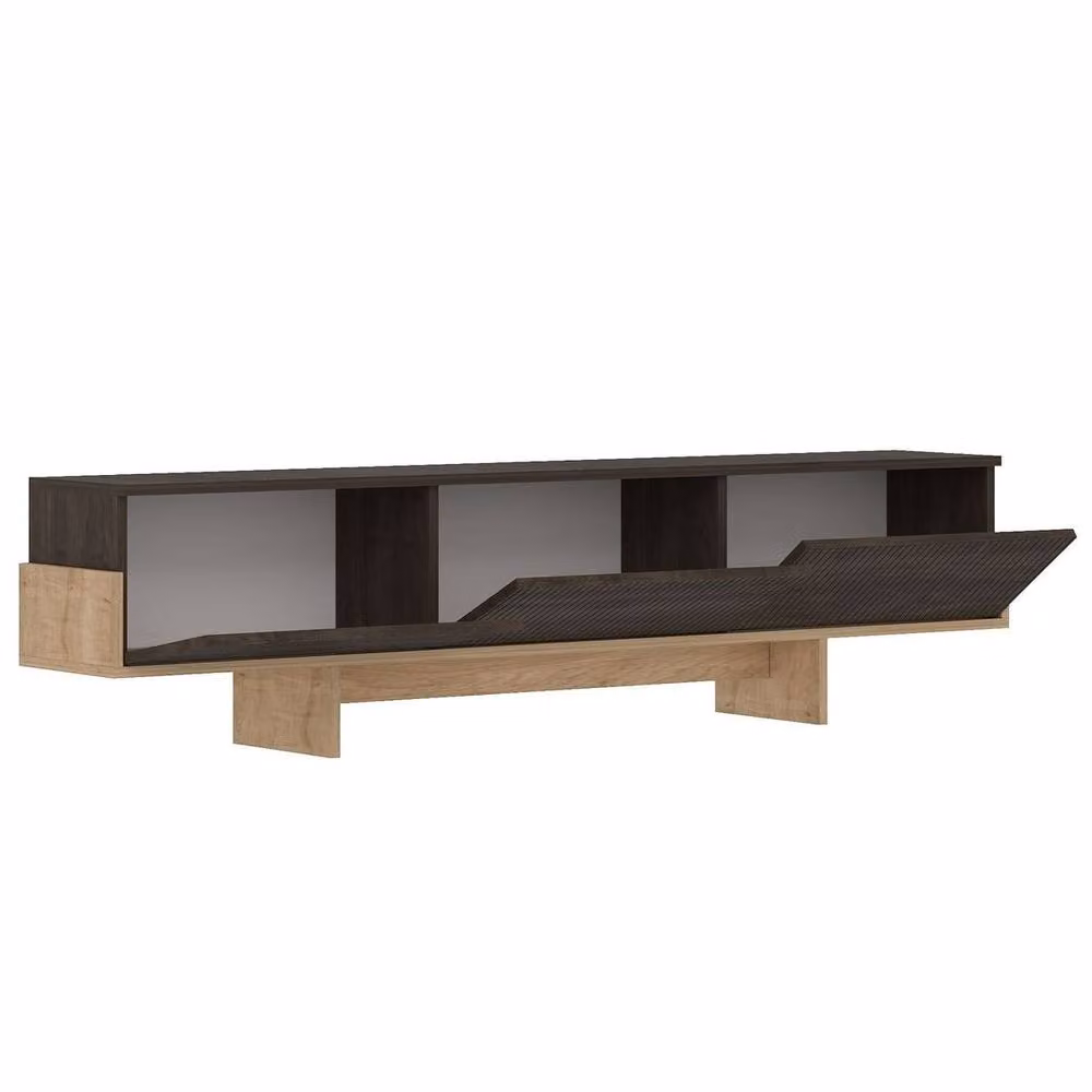 Calicosy Modern TV Cabinet with 3 Grooved Drop-Down Doors, W/D/H: 180 x 30 x 44.6 cm – 3