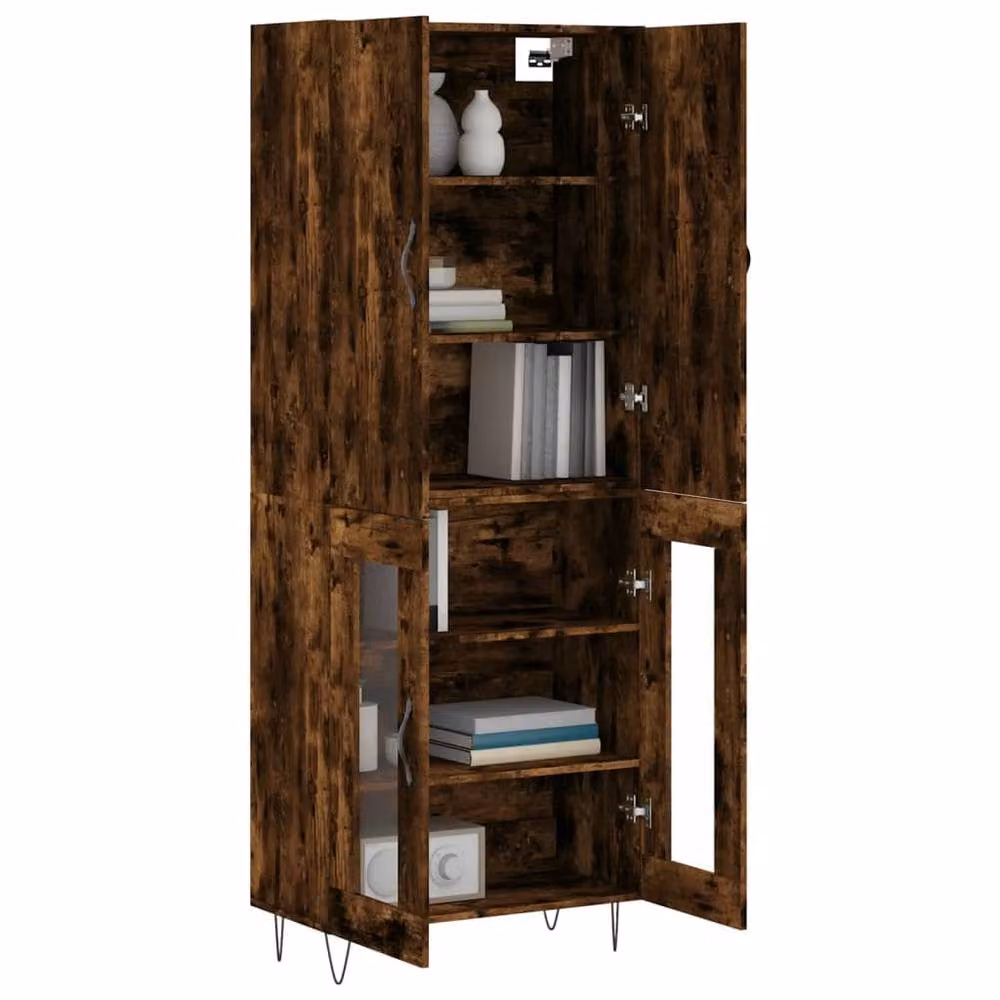 Berkfield Home Smoked Oak Highboard in Brown, W/D/H: 69.5 x 34 x 180 cm – 3