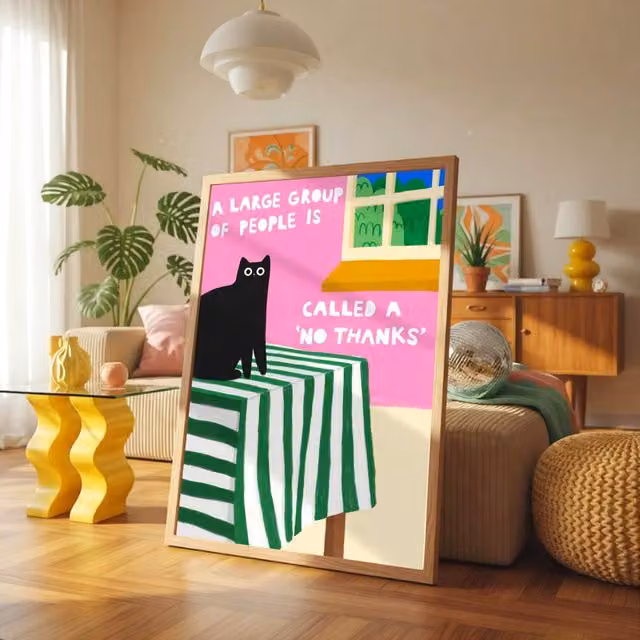 The Paper Tail A Large Group Of People Cat Art Print, Multicolour, 21.0 x 29.7 cm