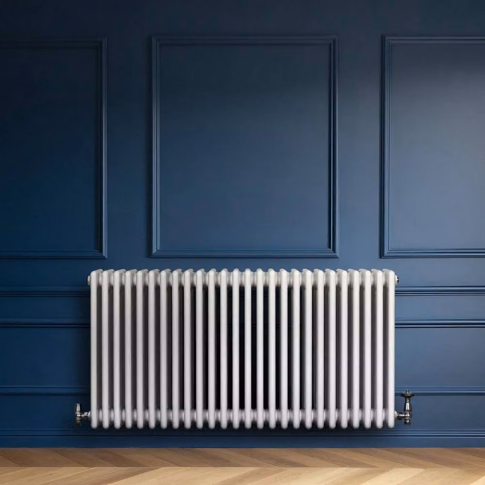 Monstershop Traditional 4 Column Steel Radiator and Thermostatic Radiator Valve Set in White, W/H: 60.0 x 119.0 cm – 2