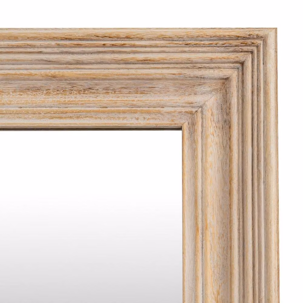 Lemon Pavilion Rustic Washed Wood Framed Rectangular Wall Mirror, Brown, W: 76 cm, H: 120 cm – 2