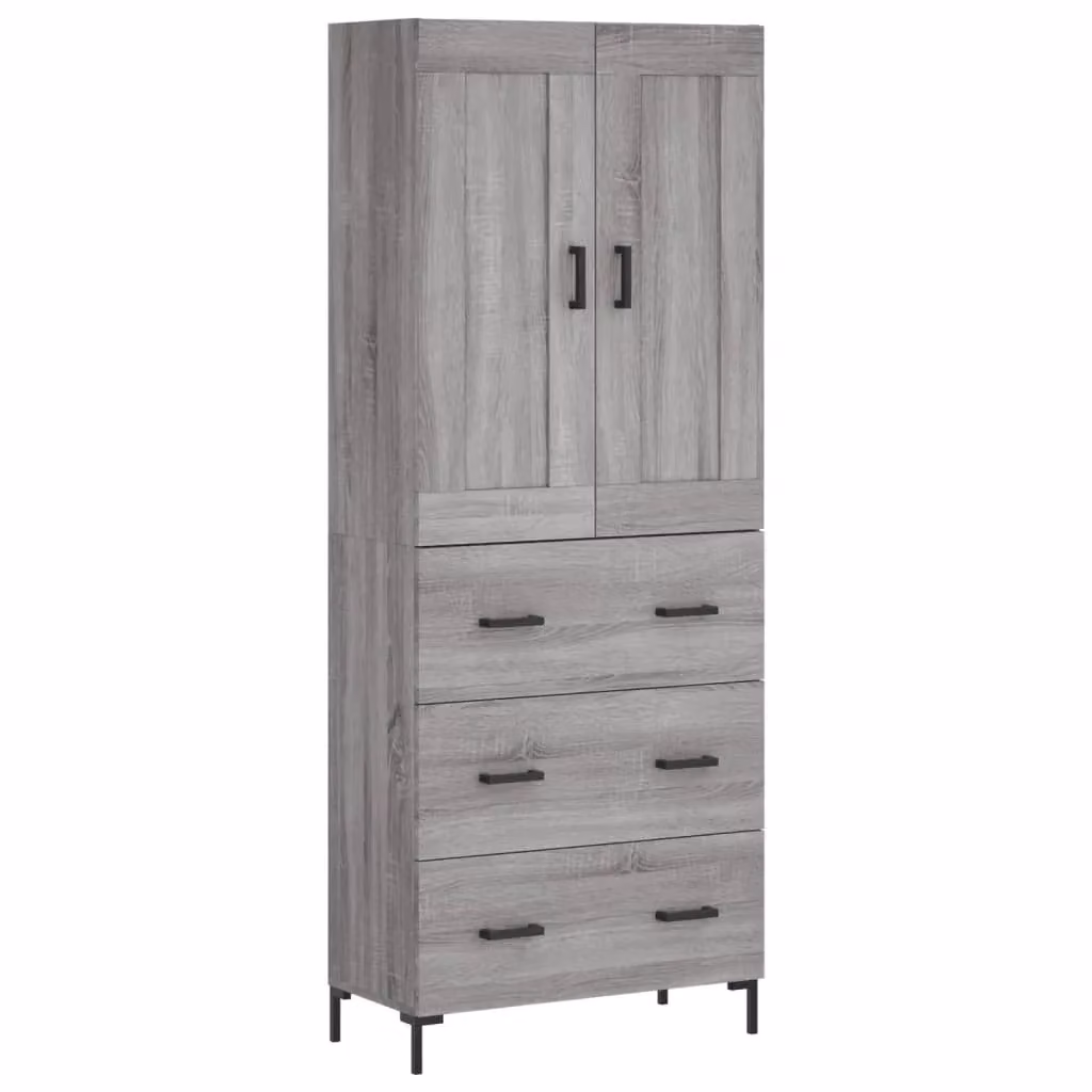 Berkfield Home Grey Sonoma Modern Highboard with Hinged Doors and Internal Shelves, W/D/H: 69.5 x 34 x 180 cm – 2