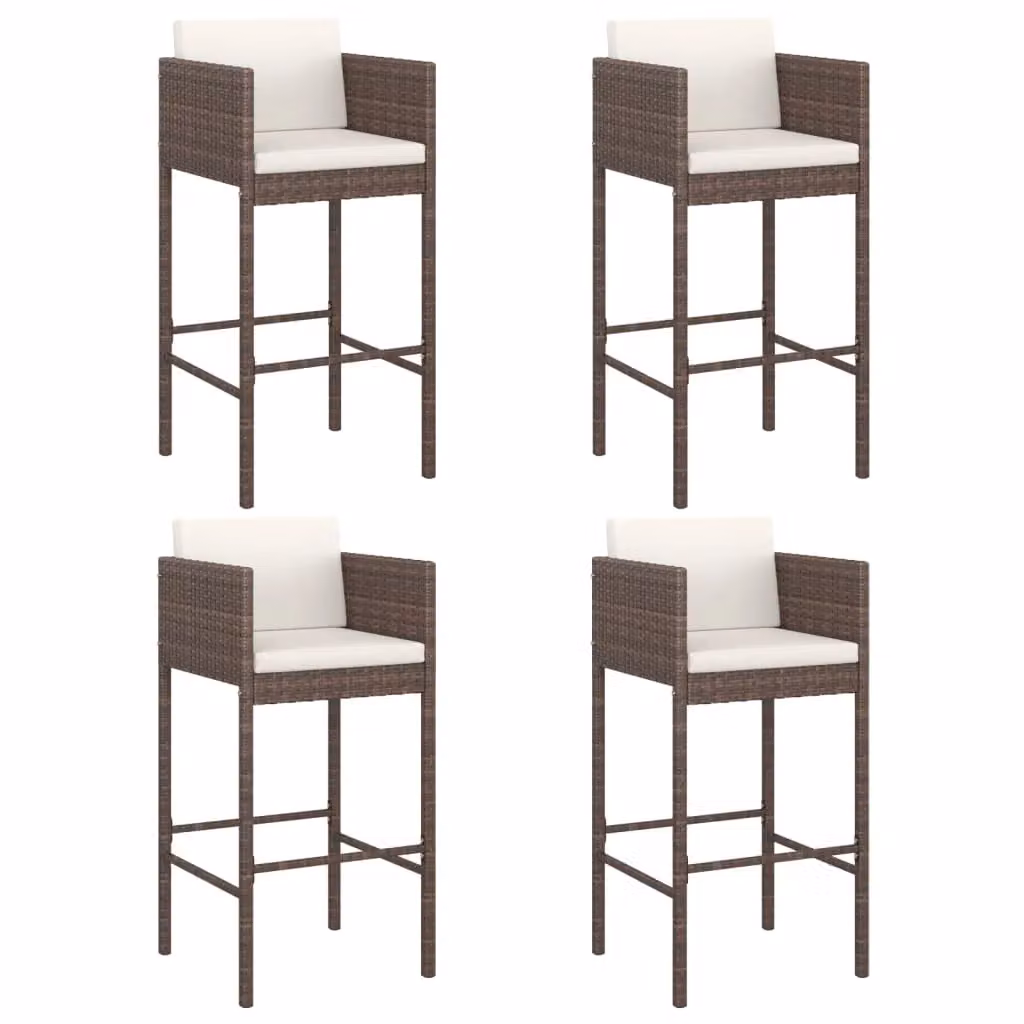 Berkfield Home 5 Piece Brown Poly Rattan Garden Bar Set with Cushions – 3