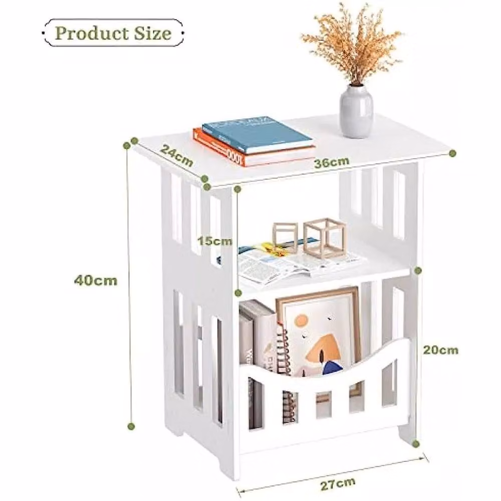 Kelvenix 3 Tier Bedside Table in White with Modern Square Design, W/D/H: 30 x 24 x 40 cm – 2