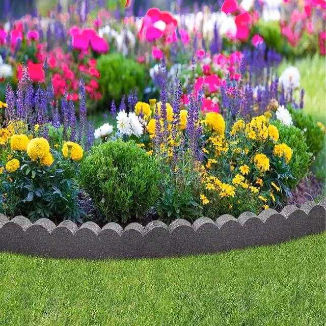 Garden Gear Flexi Curve Scallop Border Edging in Grey Rubber