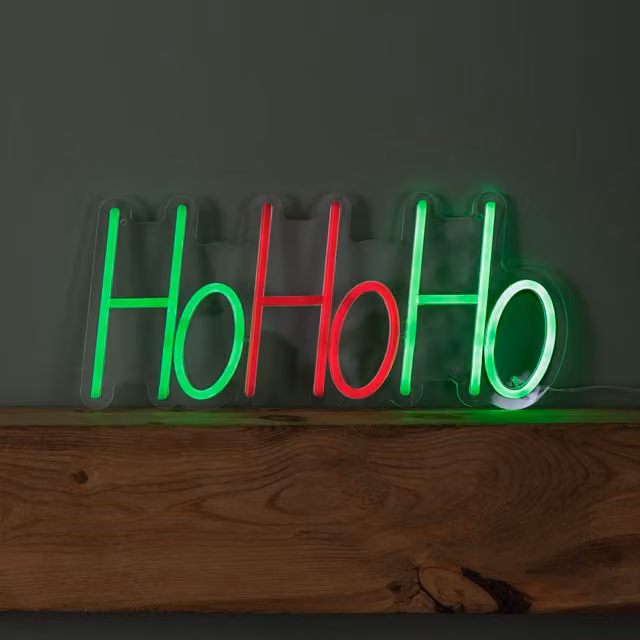 Samuel Alexander Ho Ho Ho Christmas Neon Flex LED Hanging Sign, W: 40 cm, H: 18 cm
