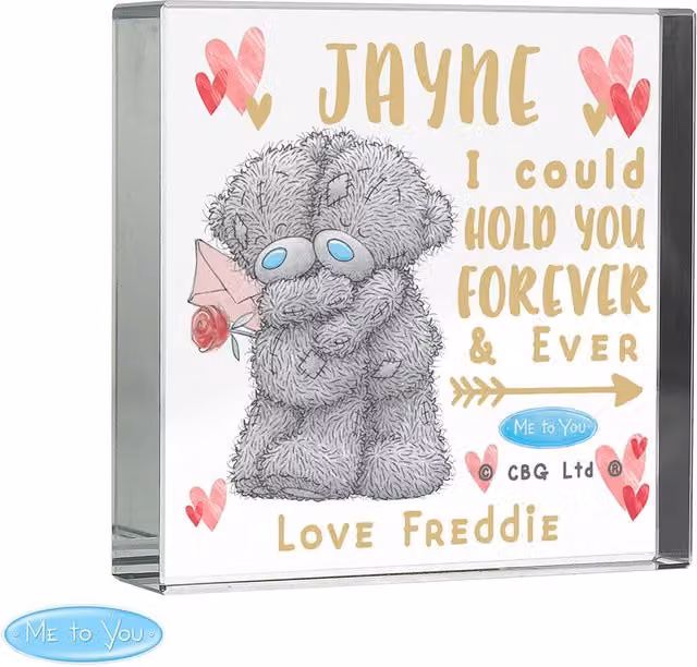 Personalised Memento Company Personalised Me To You Hold You Forever Crystal Token in Clear