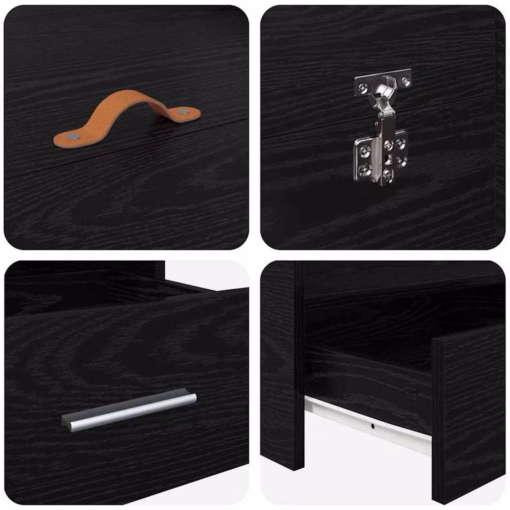 Berkfield Home Storage Bed Frame with Drawers in Black Oak, W: 135 cm, L: 190 cm – 4