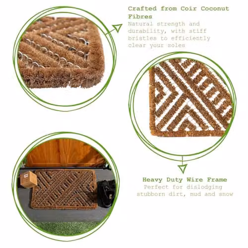 Nicola Spring Coir Scraper Door Mat in Brown, W/D: 60 x 40 cm – 2