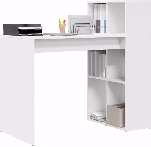 Berkfield Home White Writing Desk with Medium Storage in Engineered Wood