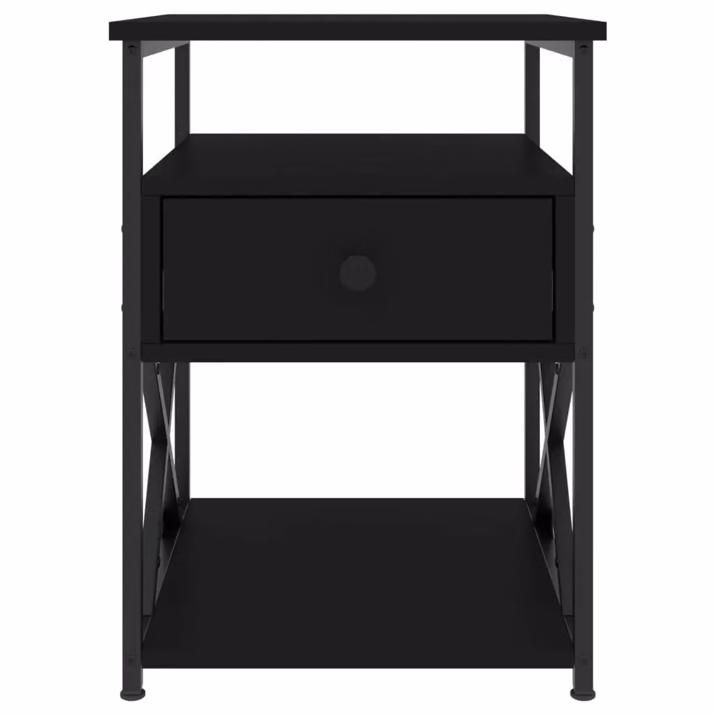 Berkfield Home Set of 2 Black Bedside Cabinets in Engineered Wood, W/D/H: 40 x 42 x 55 cm – 5