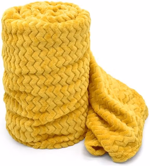 Velosso Super Soft Plush Chevron Blanket Throw in Yellow, W: 127 cm, D: 152 cm