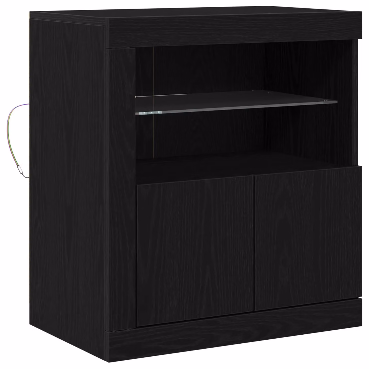 Berkfield Home Modern Black Oak Sideboard with Integrated LED Lights W/D/H: 60.5 x 37 x 67 cm – 2