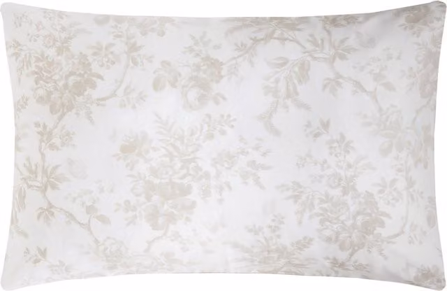 Laura Ashley Walled Garden Floral Cotton Housewife Pillowcase in Dove Grey and White