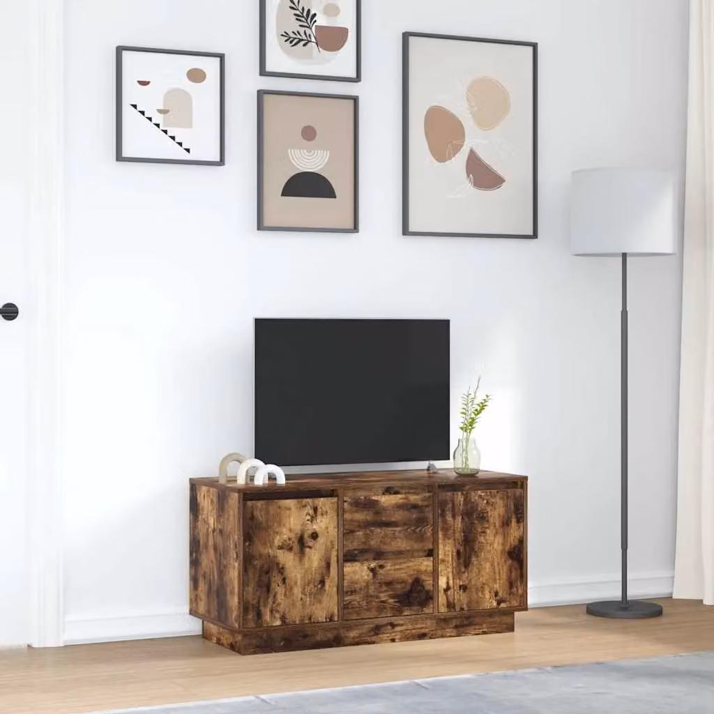 Berkfield Home TV Cabinet with LED Lights in Smoked Oak Brown, W/D/H: 100 x 41 x 50 cm – 4