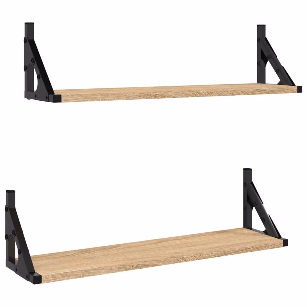 Berkfield Home Beautiful Wall Shelves, 2 Pack, Sonoma Oak, Light Brown, W: 60 cm, D: 15 cm, H: 15.5 cm – 3
