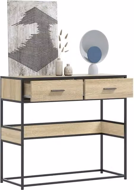 Berkfield Home Sonoma Oak Console Table in Brown, W/D/H: 90 x 35 x 80 cm – 1