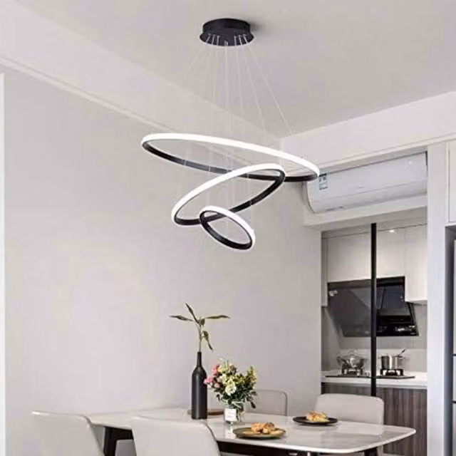 Kelvenix Modern Dimmable LED Ring Pendant Light in Black