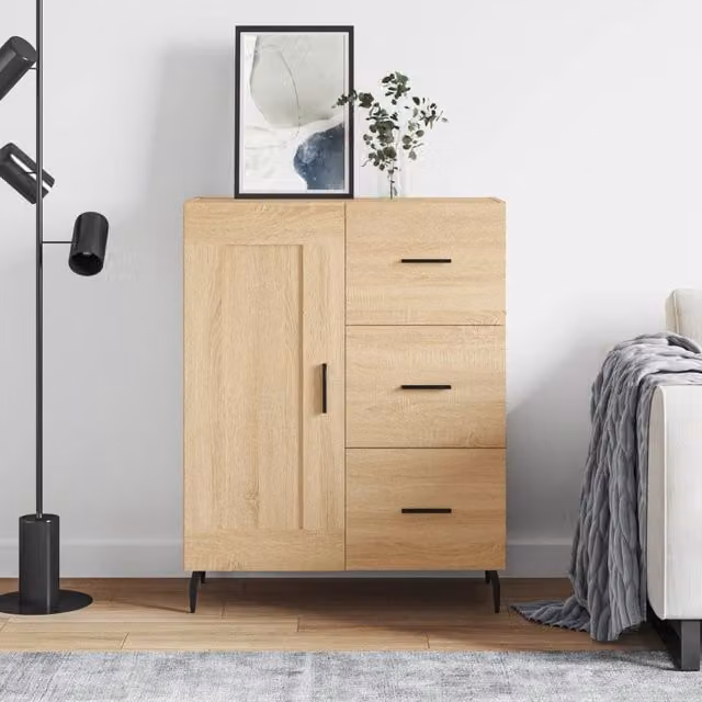 Berkfield Home Sonoma Oak Sideboard in Brown, W/D/H: 69.5 x 34 x 90 cm – 1