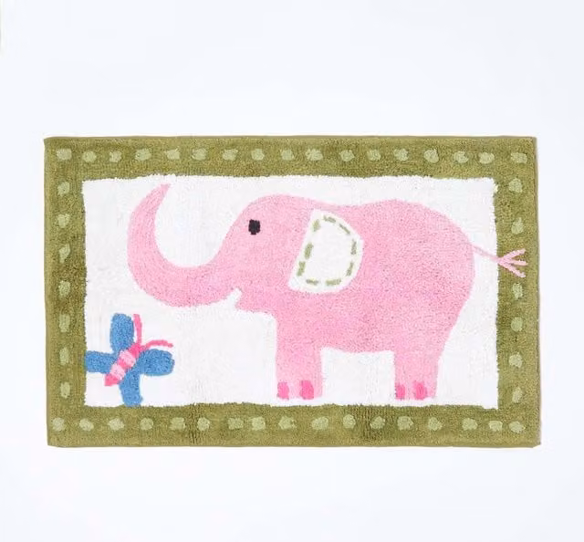 Homescapes Hand-Tufted Pink Cotton Animal Childrens Rug