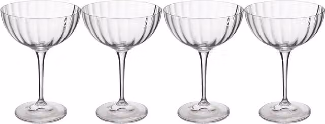 Mikasa Treviso Set of 4 Lead-Free Crystal Champagne or Cocktail Coupe Glasses, 300ml, Clear