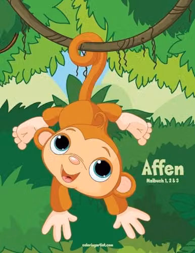 Createspace Affen-Malbuch 1, 2 & 3 Multicolour Childrens Colouring Book