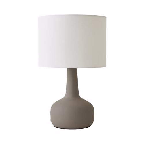 ValueLights Hayley Ceramic Table Lamp with Grey Natural Linen Drum Shade and LED Bulb